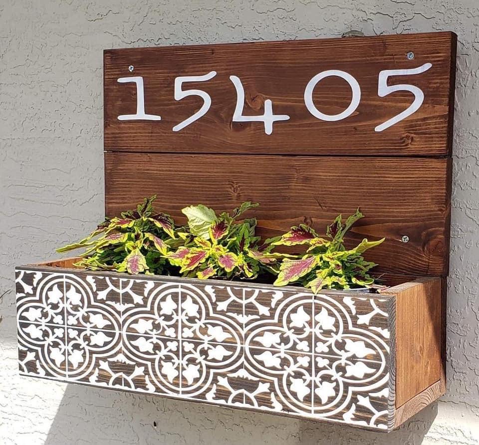 wood planter house number Address Planter – Hammer & Stain Bluffton